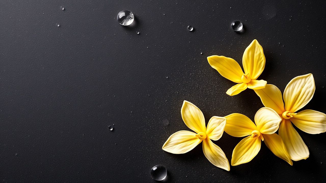 جزيء فانيلين مكبّر مع روابط كيميائية وخلفية مستخلص الفانيليا