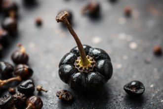 حبات فلفل أسود مفتوحة تظهر البيبيرين، السر الحار داخل التوابل