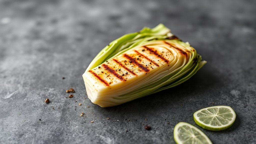 Grilled cabbage wedges with charred edges