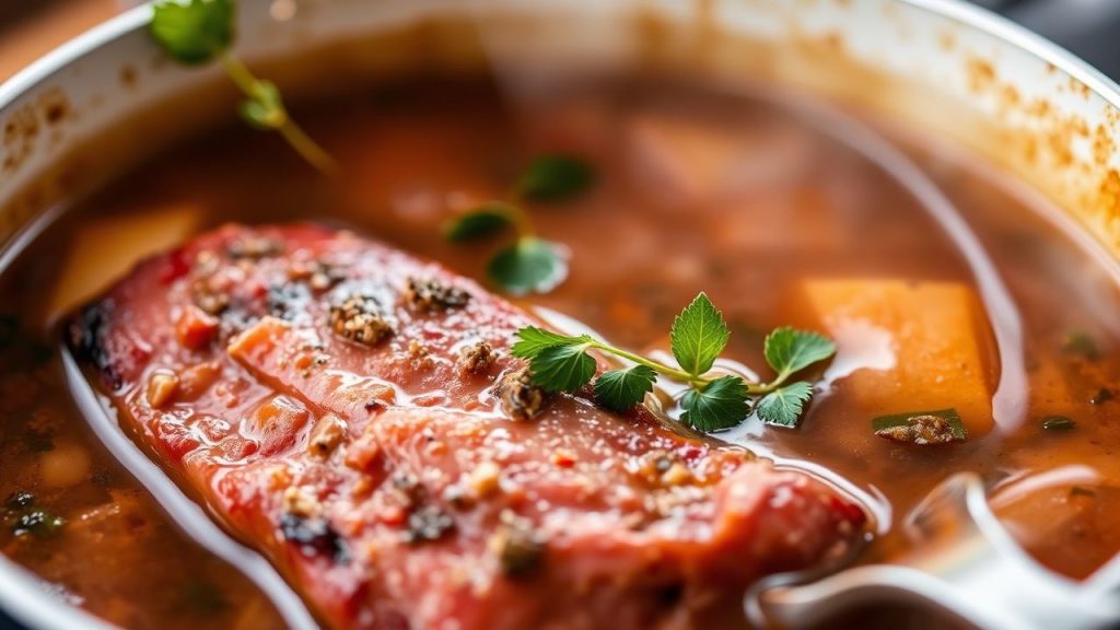 Plated slow-cooked brisket