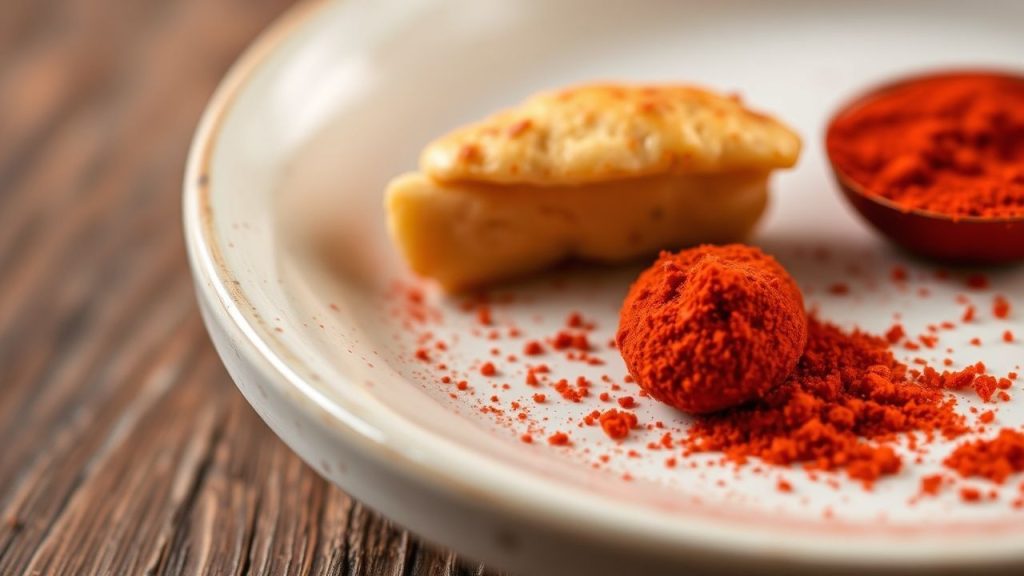 Paprika colored crust close-up