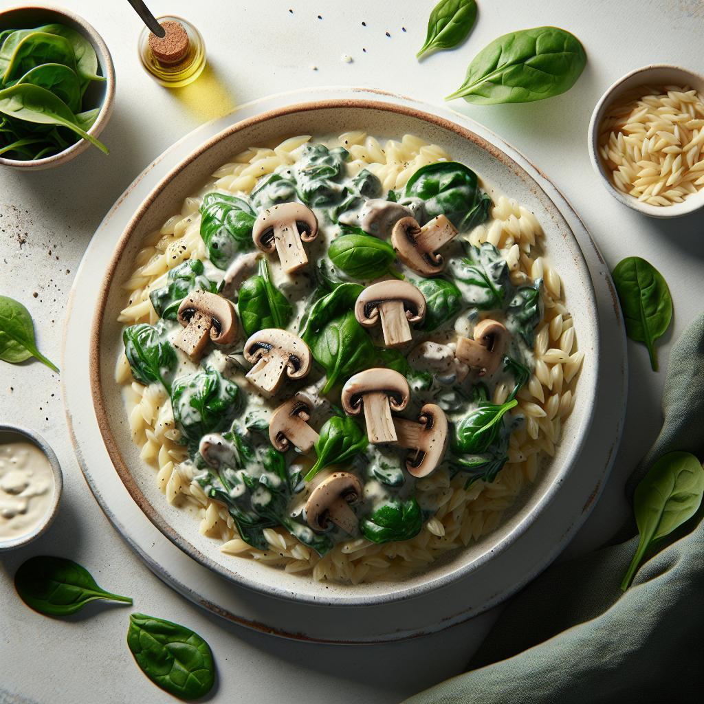 Savor the Flavor: Creamy Spinach & Mushroom Orzo Delight
