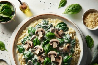 Savor the Flavor: Creamy Spinach & Mushroom Orzo Delight