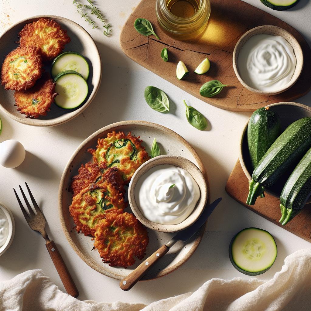 Crispy Zucchini Fritters with Creamy Yogurt Dip Delight