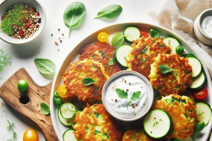 Crispy Zucchini Fritters with Creamy Yogurt Dip Delight