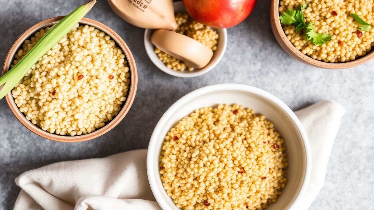 Golden Quinoa bowl with colorful vegetables and a small trophy symbolizing grain battle victory