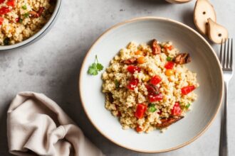 Colorful weeknight bowl showcasing quick Couscous recipes with roasted vegetables and herbs